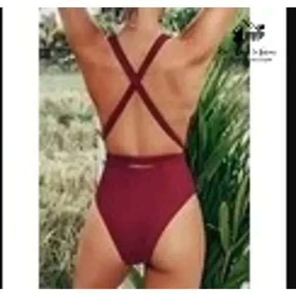 Cupshe Tie Wrap V Neck One Piece Swimsuit Size S - Picture 2 of 6